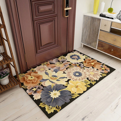Skorter | Americana Floral Pattern Rug Multicolored Polypropylene Area Rug Pet Friendly Machine Washable Indoor Rug for Living Room
