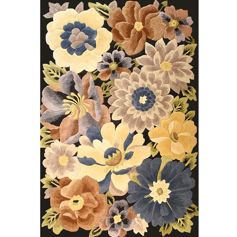 Skorter | Americana Floral Pattern Rug Multicolored Polypropylene Area Rug Pet Friendly Machine Washable Indoor Rug for Living Room