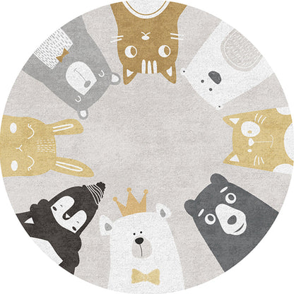 Skorter | Casual Kids Bedroom Rug Multicolor Cartoon Indoor Rug Polyester Non-Slip Easy Care Area Rug