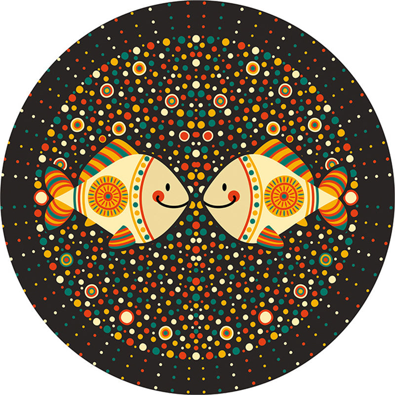 Skorter | Calming Cartoon Rug Multicolor Cute Area Rug Polypropylene Non-Slip Machine Washable Rug for Kids