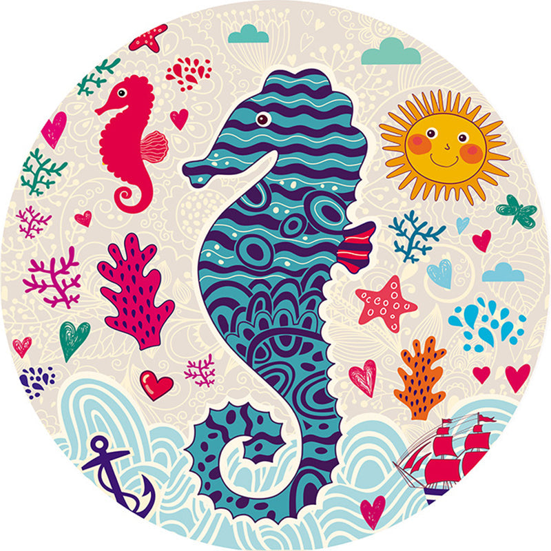 Skorter | Calming Cartoon Rug Multicolor Cute Area Rug Polypropylene Non-Slip Machine Washable Rug for Kids