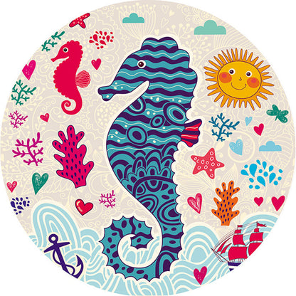 Skorter | Calming Cartoon Rug Multicolor Cute Area Rug Polypropylene Non-Slip Machine Washable Rug for Kids