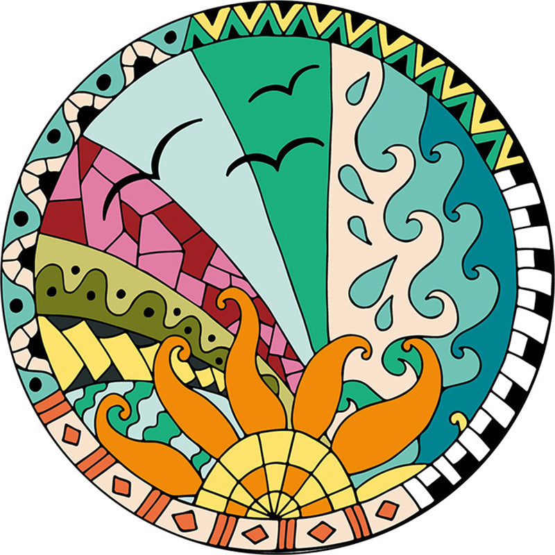 Skorter | Calming Cartoon Rug Multicolor Cute Area Rug Polypropylene Non-Slip Machine Washable Rug for Kids