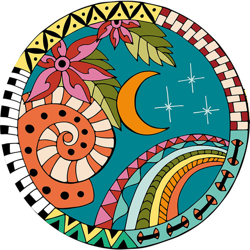 Skorter | Calming Cartoon Rug Multicolor Cute Area Rug Polypropylene Non-Slip Machine Washable Rug for Kids