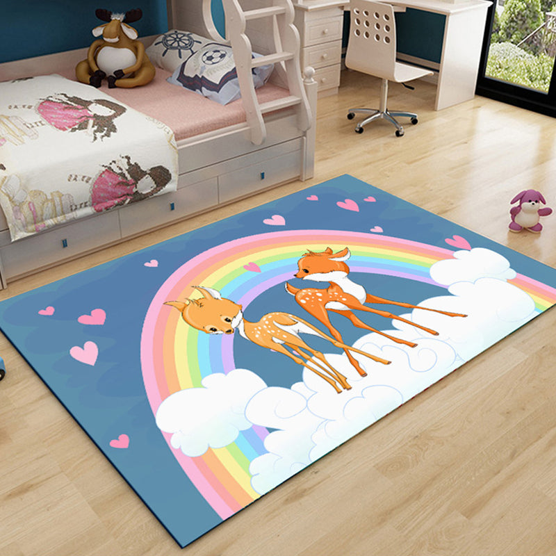 Skorter | Beautiful Children's Room Carpet Multicolor Cartoon Pattern Area Rug Non-Slip Back Easy Care Indoor Rug
