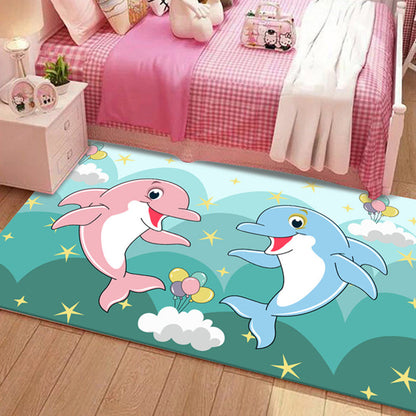 Skorter | Beautiful Children's Room Carpet Multicolor Cartoon Pattern Area Rug Non-Slip Back Easy Care Indoor Rug