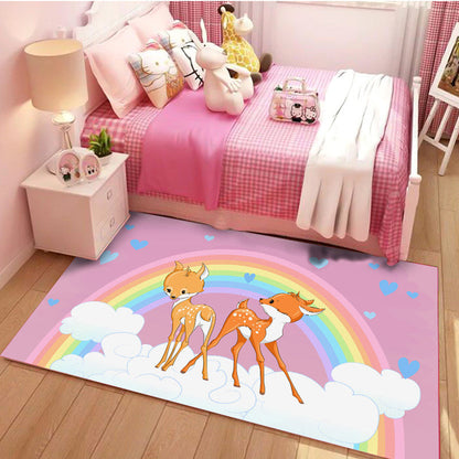 Skorter | Beautiful Children's Room Carpet Multicolor Cartoon Pattern Area Rug Non-Slip Back Easy Care Indoor Rug