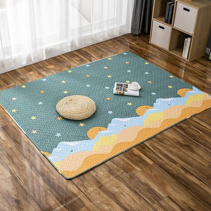 Skorter | Comfort Kids Room Rug Multicolored Cartoon Rug Cotton Blend Pet-Friendly Easy Care Rug