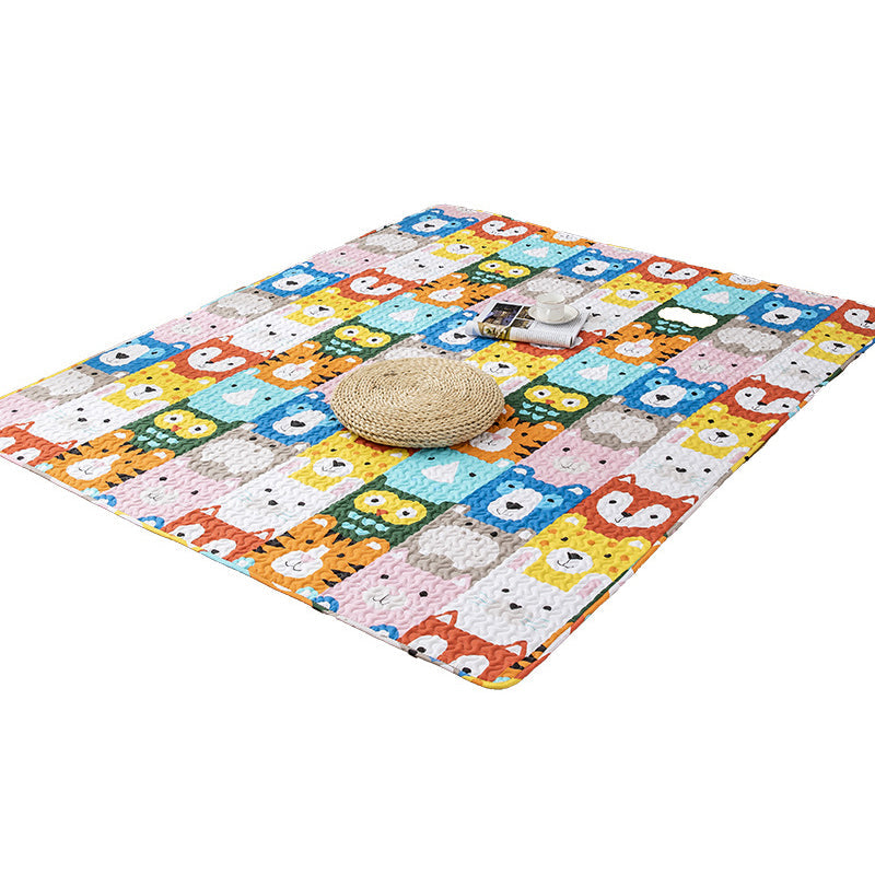 Skorter | Comfort Kids Room Rug Multicolored Cartoon Rug Cotton Blend Pet-Friendly Easy Care Rug