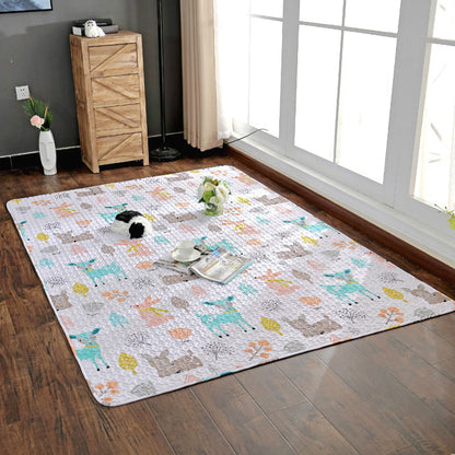 Skorter | Beautiful Cartoon Print Rug Multicolored Cotton Area Rug Pet Friendly Machine Washable Rug for Children's Room