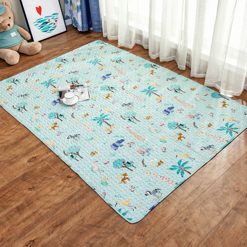 Skorter | Beautiful Cartoon Print Rug Multicolored Cotton Area Rug Pet Friendly Machine Washable Rug for Children's Room