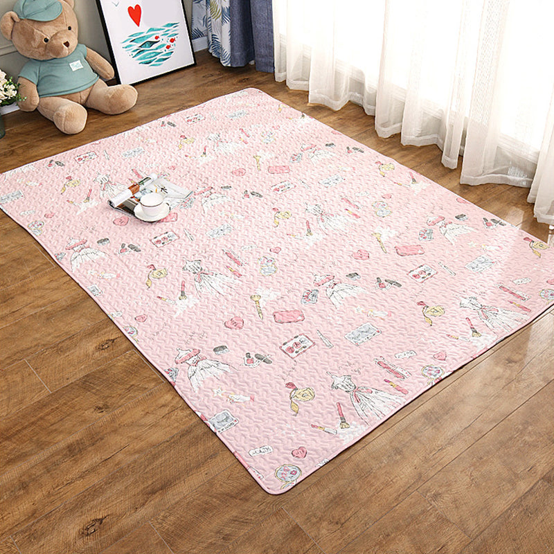 Skorter | Beautiful Cartoon Print Rug Multicolored Cotton Area Rug Pet Friendly Machine Washable Rug for Children's Room