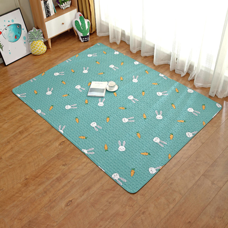 Skorter | Beautiful Cartoon Print Rug Multicolored Cotton Area Rug Pet Friendly Machine Washable Rug for Children's Room
