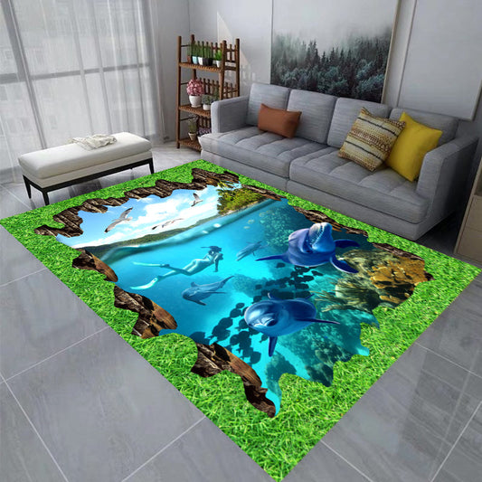 Skorter | Colorful decorative rug Nordic 3D animal print area rug polyester pet-friendly easy care rug