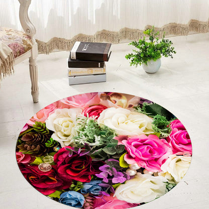 Skorter | Comfort 3D Plant Pattern Rug Multicolored Polypropylene Area Rug Easy Care Machine Washable Rug for Room