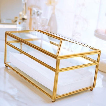 Skorter | Elegance Nordic Gold Lining Glass Tissue Box
