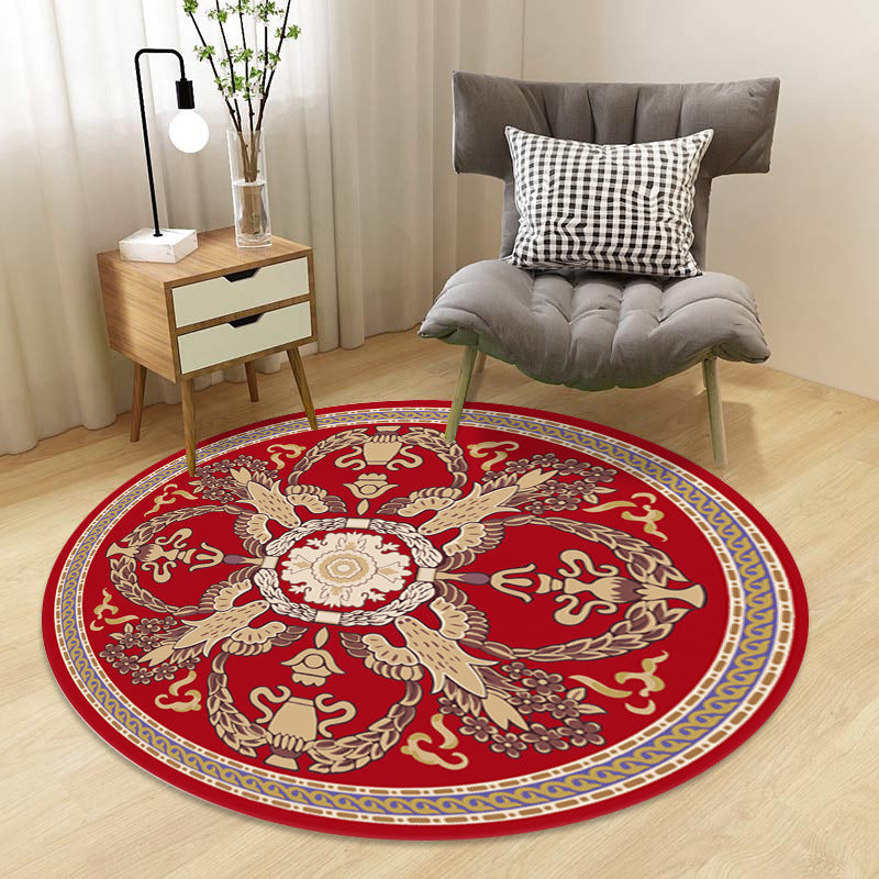 Skorter | Chinoiserie Floral Rug Multicolor Polypropylene Rug Pet Friendly Non-Slip Back Stain Resistant Rug for the Drawing Room