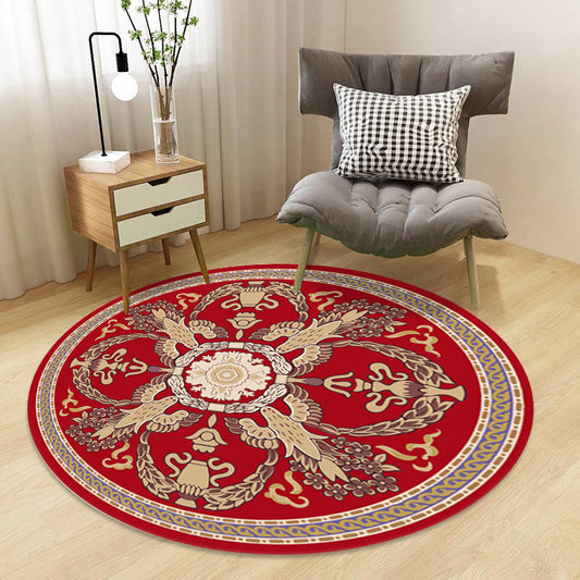 Skorter | Chinoiserie Floral Rug Multicolor Polypropylene Rug Pet Friendly Non-Slip Back Stain Resistant Rug for the Drawing Room