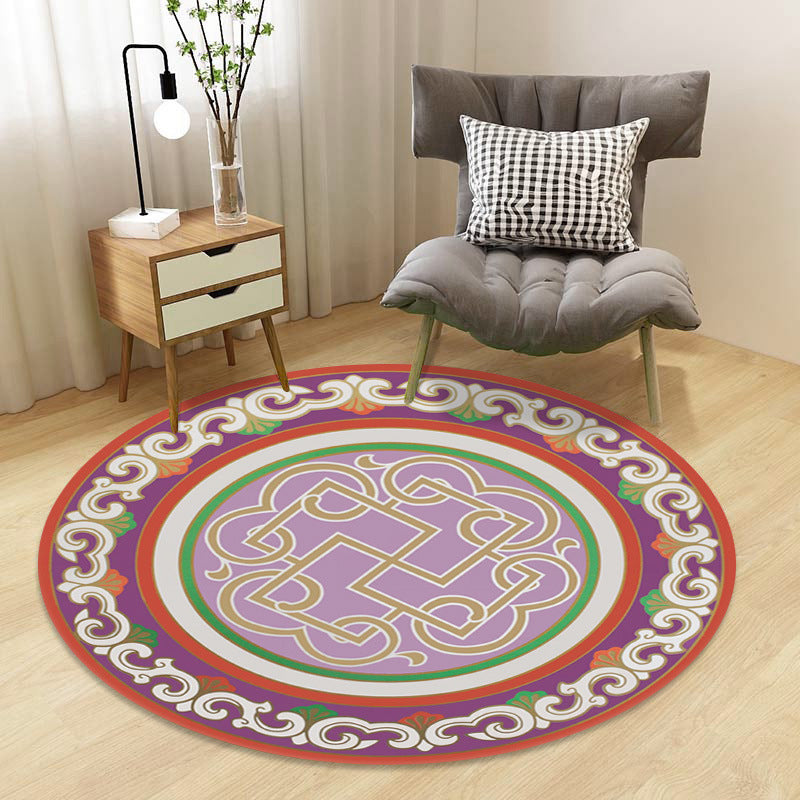 Skorter | Chinoiserie Floral Rug Multicolor Polypropylene Rug Pet Friendly Non-Slip Back Stain Resistant Rug for the Drawing Room