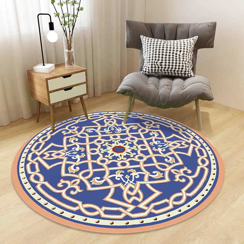Skorter | Chinoiserie Floral Rug Multicolor Polypropylene Rug Pet Friendly Non-Slip Back Stain Resistant Rug for the Drawing Room