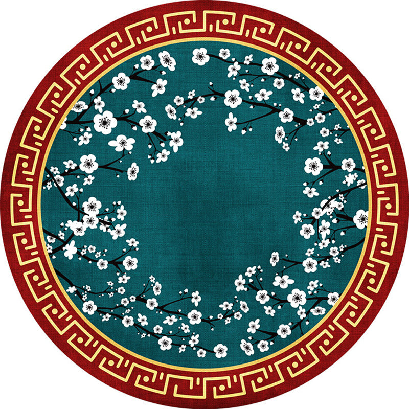 Skorter | Enchanting Multicolor Floral Print Carpet Polyester Asian Carpet Non-slip Pet-friendly Stain-resistant Carpet for Home