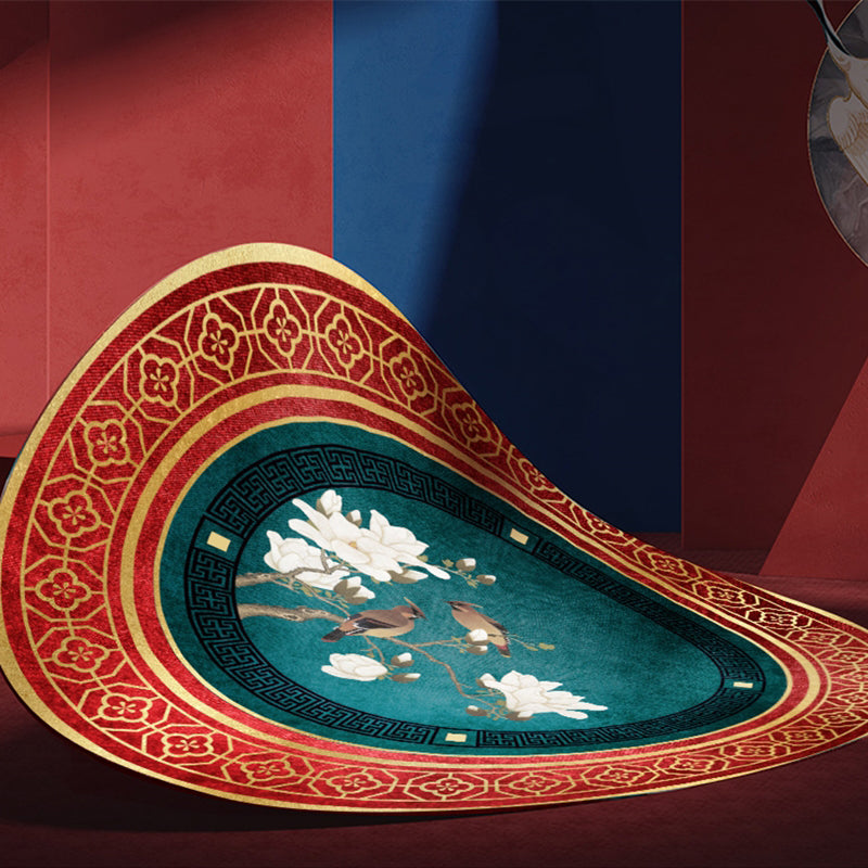 Skorter | Enchanting Multicolor Floral Print Carpet Polyester Asian Carpet Non-slip Pet-friendly Stain-resistant Carpet for Home