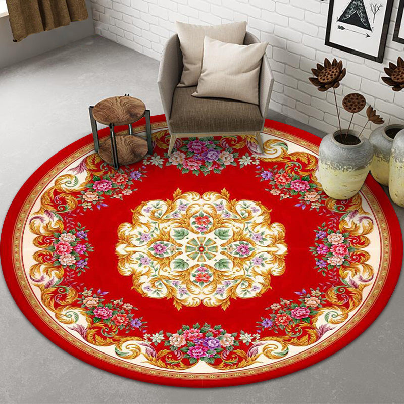 Skorter | Chinese Landscape Print Rug Multicolor Polypropylene Rug Anti-Skid Back Stain Resistant Pet Friendly Rug for the Living Room