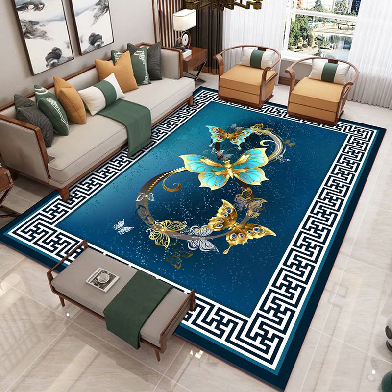 Skorter | Chinese 3D Print Rug Multicolor Polyester Rug Pet-Friendly Non-Slip Washable Rug for the Living Room
