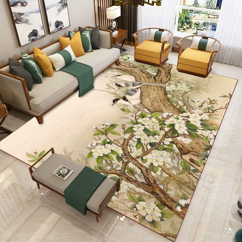 Skorter | Chinese 3D Print Rug Multicolor Polyester Rug Pet-Friendly Non-Slip Washable Rug for the Living Room