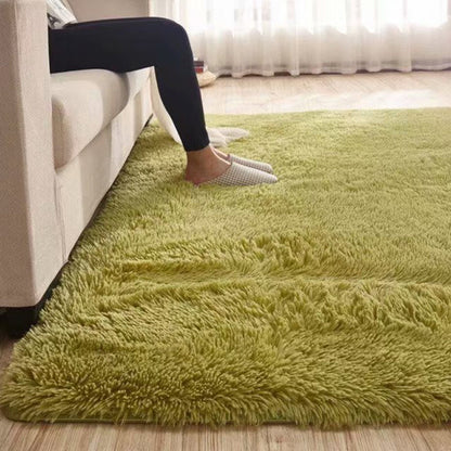 Skorter | Fluffy Plain Rug Multicolored Casual Carpet Synthetic Washable Pet Friendly Non-Slip Carpet for the Living Room