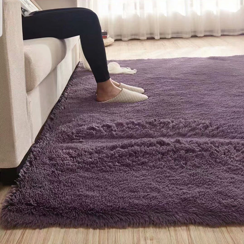 Skorter | Fluffy Plain Rug Multi Colored Casual Rug Synthetic Washable Pet Friendly Non-slip Carpet for Living Room