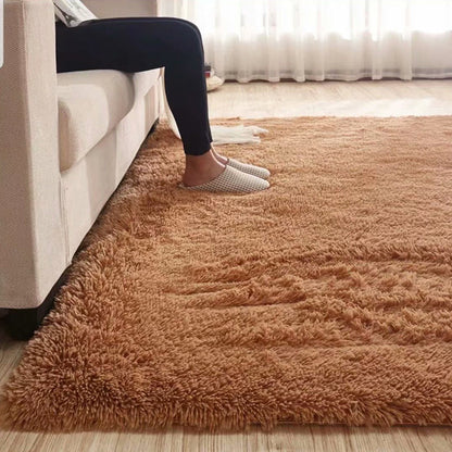 Skorter | Fluffy Plain Rug Multi Colored Casual Rug Synthetic Washable Pet Friendly Non-slip Carpet for Living Room