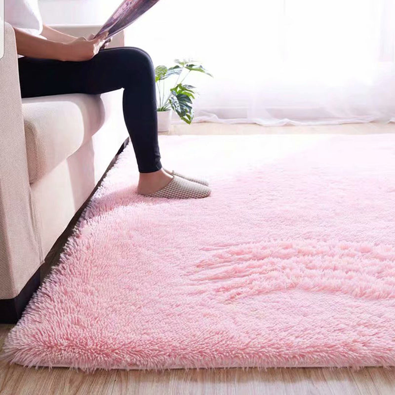 Skorter | Fluffy Plain Rug Multicolored Casual Carpet Synthetic Washable Pet Friendly Non-Slip Carpet for the Living Room