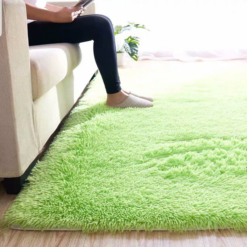 Skorter | Fluffy Plain Rug Multicolored Casual Carpet Synthetic Washable Pet Friendly Non-Slip Carpet for the Living Room