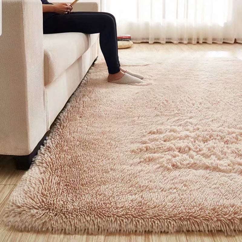 Skorter | Fluffy Plain Rug Multi Colored Casual Rug Synthetic Washable Pet Friendly Non-slip Carpet for Living Room