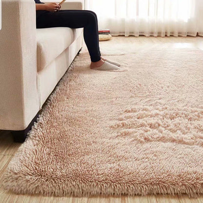 Skorter | Fluffy Plain Rug Multi Colored Casual Rug Synthetic Washable Pet Friendly Non-slip Carpet for Living Room