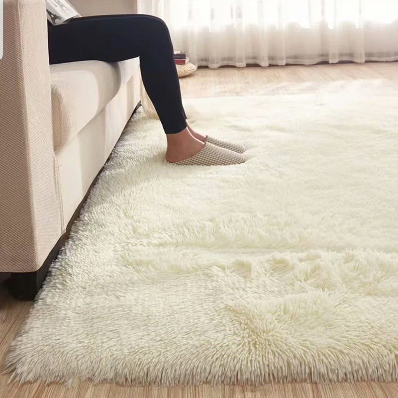 Skorter | Fluffy Plain Rug Multi Colored Casual Rug Synthetic Washable Pet Friendly Non-slip Carpet for Living Room