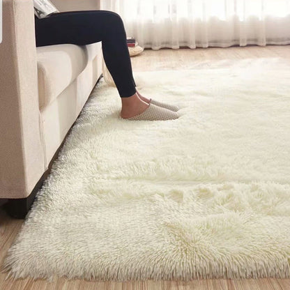 Skorter | Fluffy Plain Rug Multicolored Casual Carpet Synthetic Washable Pet Friendly Non-Slip Carpet for the Living Room
