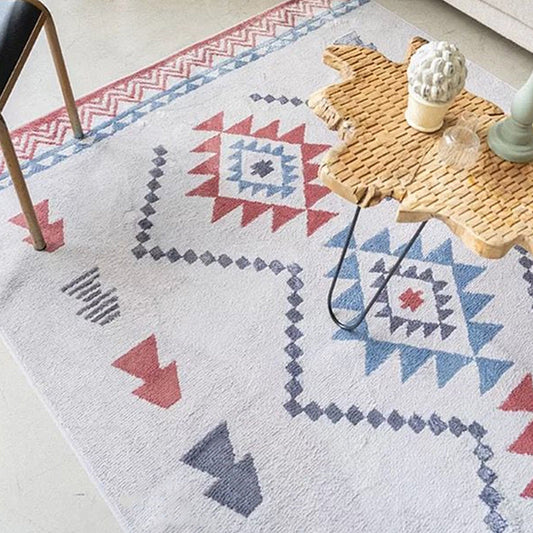 Skorter | Chic Americana Rug Multicolored Geometric Rug Stain Resistant Non-Slip Back Washable Rug for Home