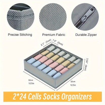 Skorter | 2-Pack Collapsible Sock and Underwear Organizer with 24 Pockets