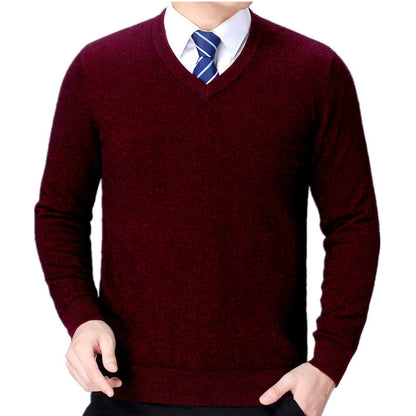 Men's V-neck knitted sweater made of soft cotton blend Skorter