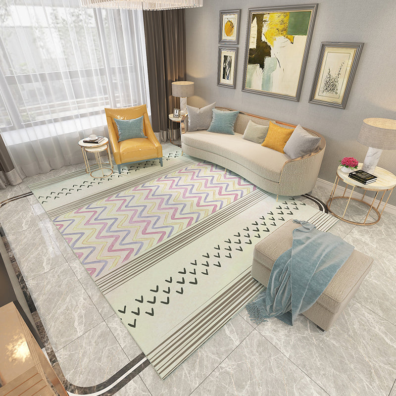 Skorter | Americana Printed Rug Multicolor Synthetic Rug Non-Slip Back Stain Resistant Washable Rug for the Living Room