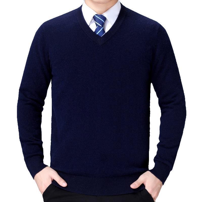 Men's V-neck knitted sweater made of soft cotton blend Skorter