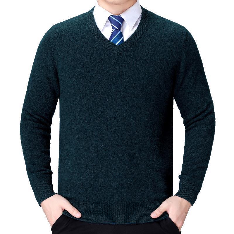 Men's V-neck knitted sweater made of soft cotton blend Skorter