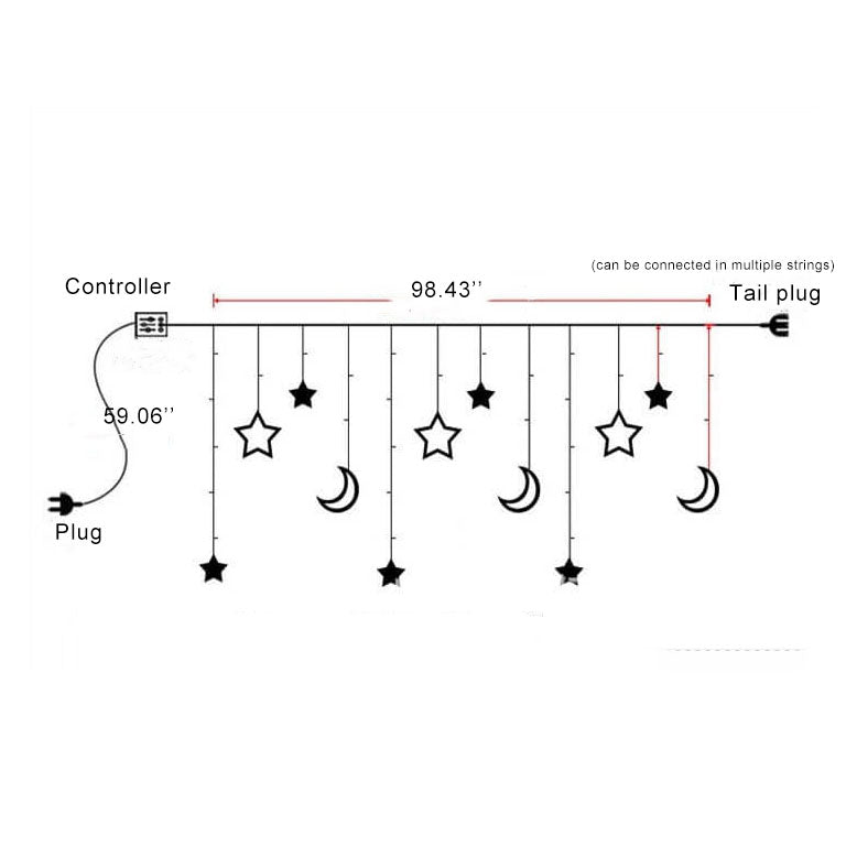 Skorter | Star Moon LED Festival Decoration Atmosphere Decoration Plastic String Lights