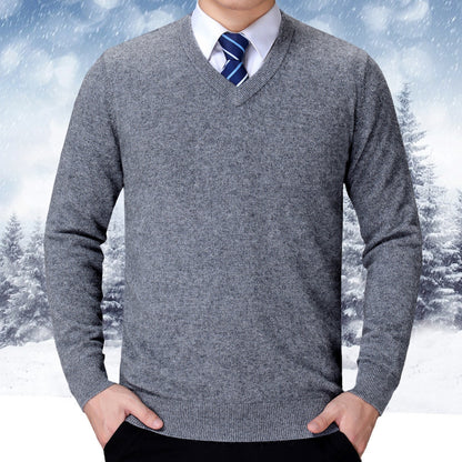 Men's V-neck knitted sweater made of soft cotton blend Skorter