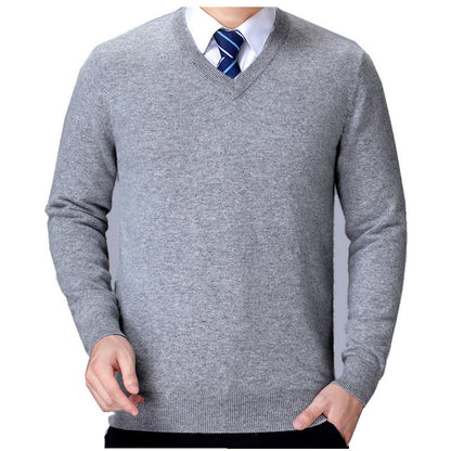 Men's V-neck knitted sweater made of soft cotton blend Skorter