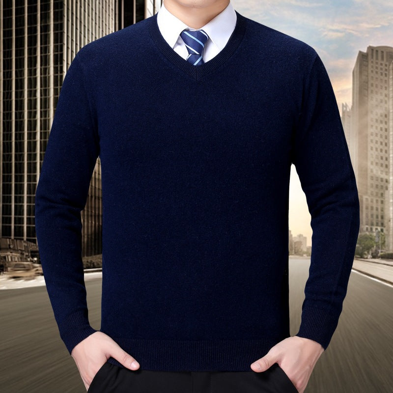 Men's V-neck knitted sweater made of soft cotton blend Skorter
