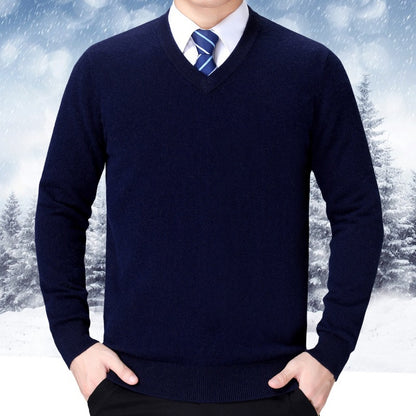 Men's V-neck knitted sweater made of soft cotton blend Skorter