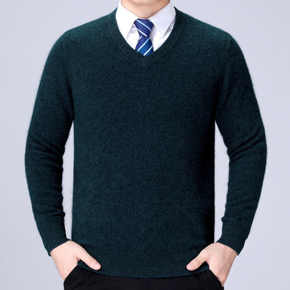 Men's V-neck knitted sweater made of soft cotton blend Skorter